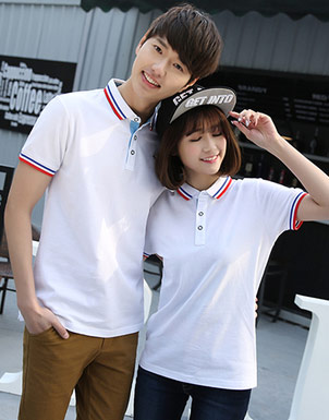 白色衣領嵌條POLO衫訂做款式