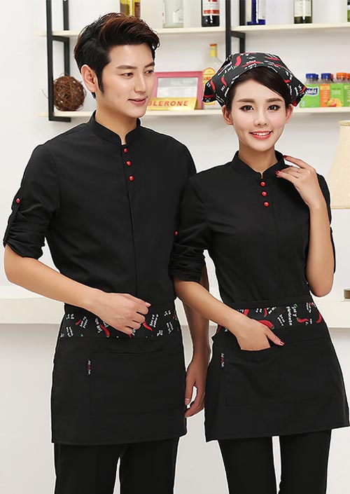 黑色餐飲服務員工作服訂做款式圖