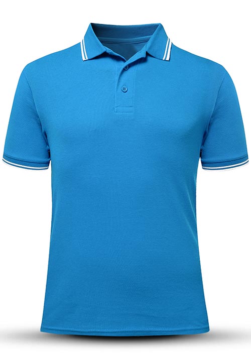 天藍色翻領T恤衫