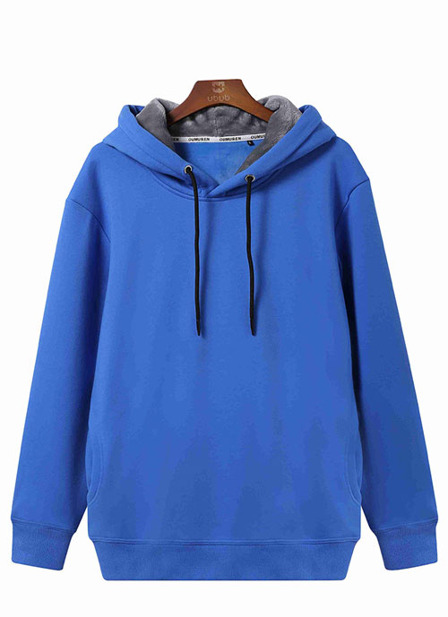 加厚彩藍色套頭衛衣定制