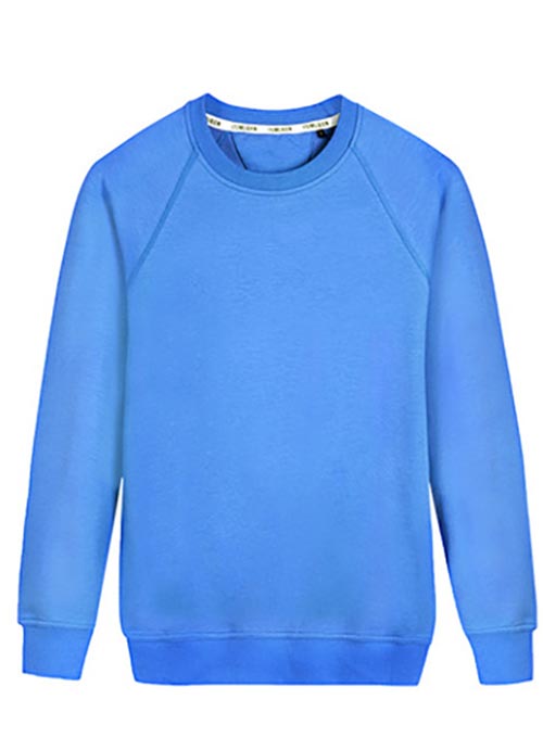 天藍色圓領插肩袖線圈衛衣