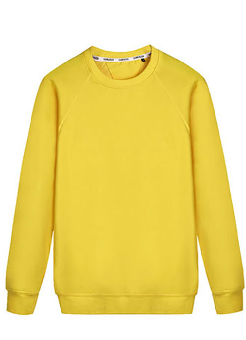 黃色圓領插肩袖線圈衛衣