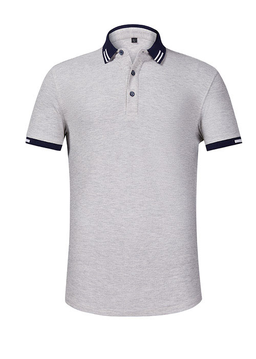 質感花灰色錦上添花精梳棉短袖POLO衫定做