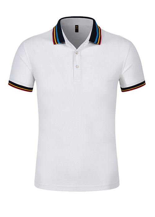 彩虹領短袖POLO衫訂做顏色款式展示圖之白色